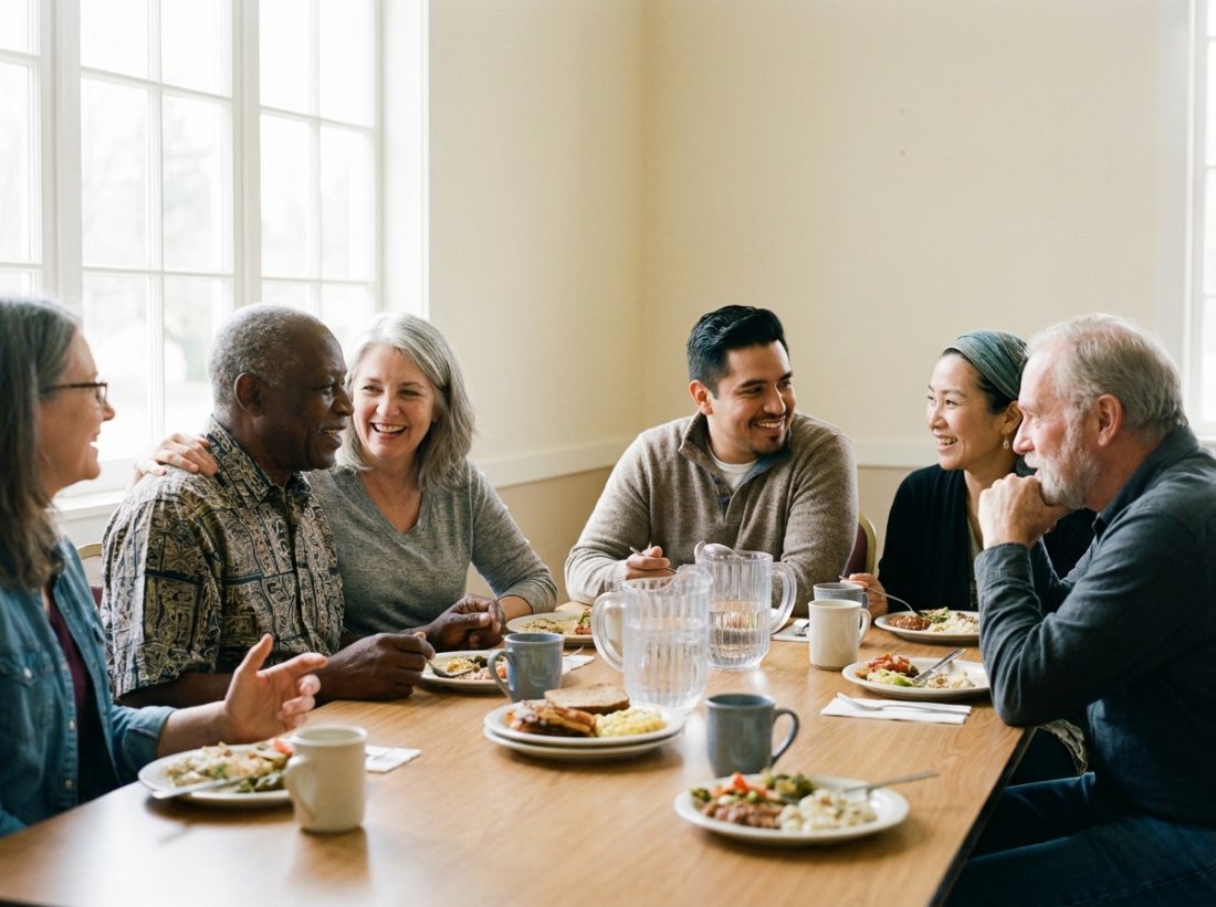 Community and ministry leaders gathered in warm conversation